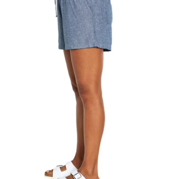 GAP Women’s Blue Drawstring Linen-Blend Shorts pockets NWOT XL - Picture 3 of 12